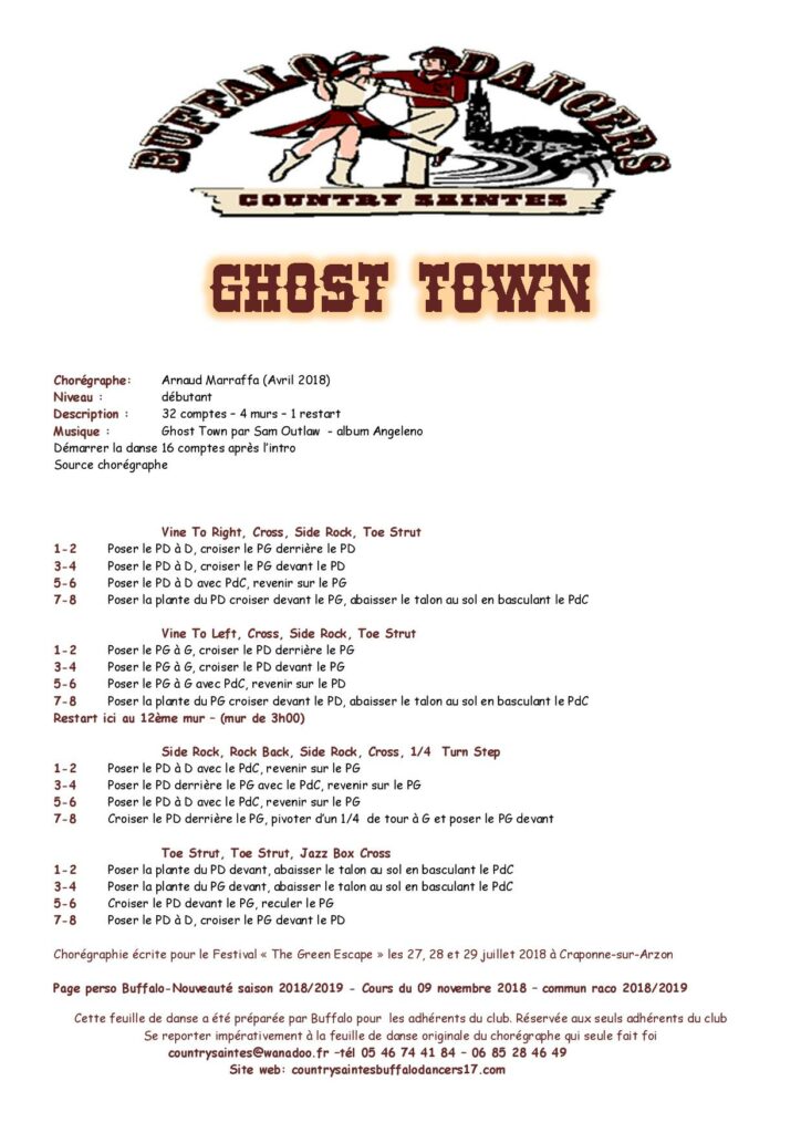 Fiche des pas de la danse Ghost town