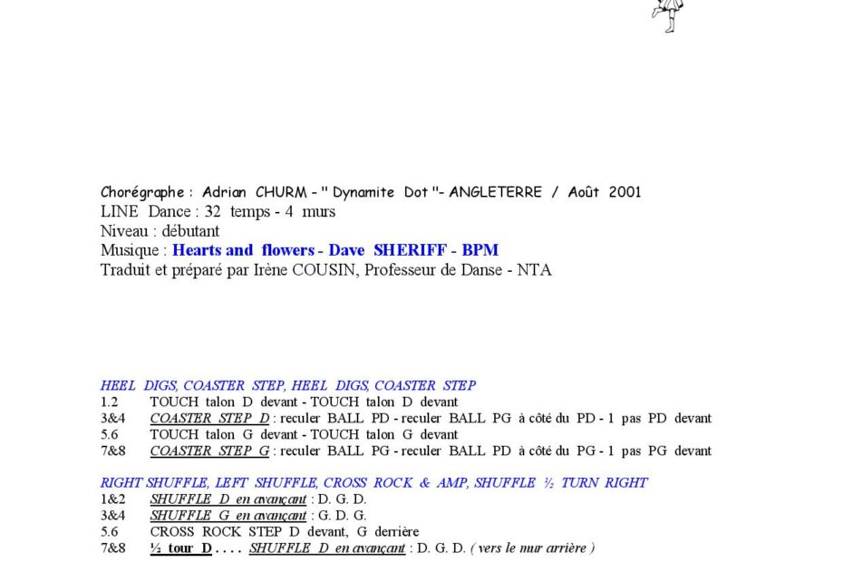 Fiche des pas de la danse Hearts and Flowers