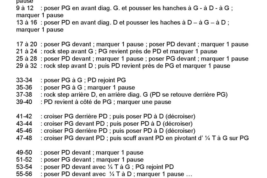 Fiche des pas de la danse Lamtarra Rhumba