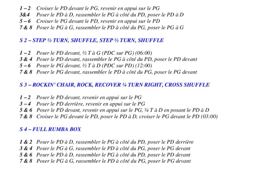 Fiche des pas de la danse Pure And Simple