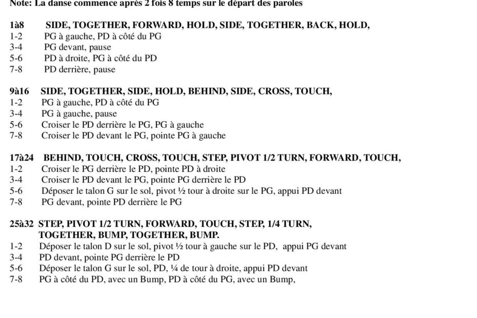 Fiche des pas de la danse Smokey Places