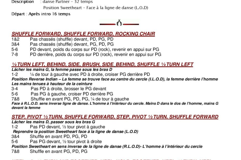 Fiche des pas de la danse Something Fine