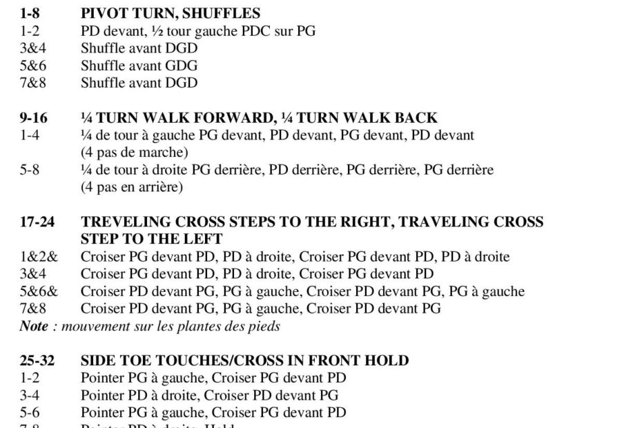 Fiche des pas de la danse TG Hurricane
