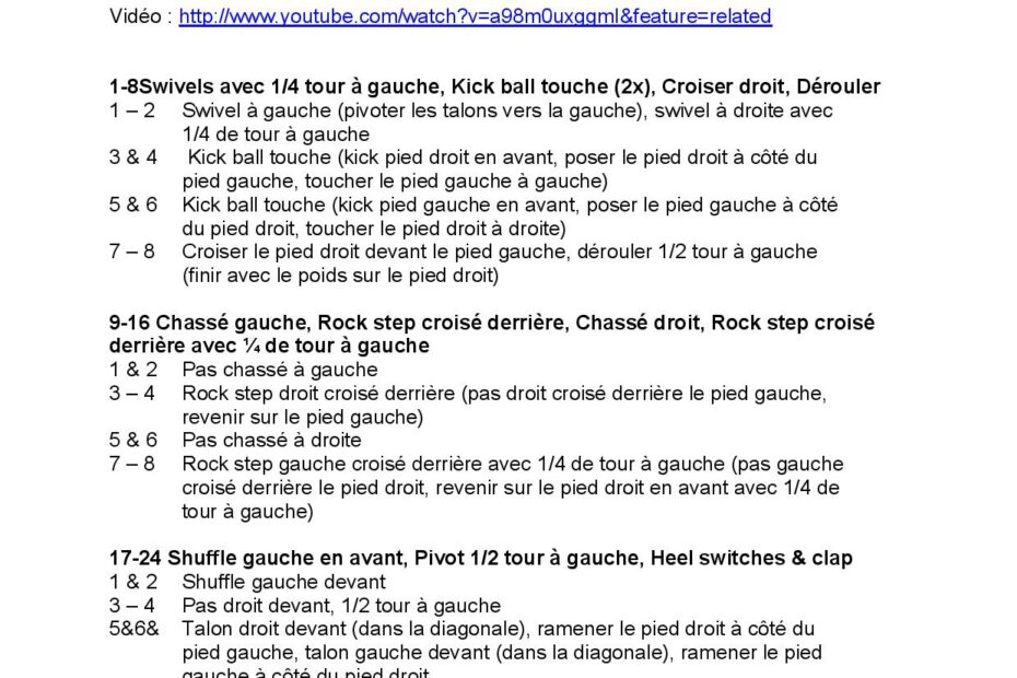 Fiche des pas de la danse When