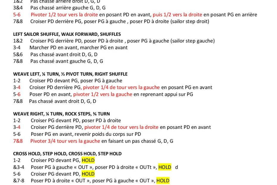 Fiche des pas de la danse Commitment