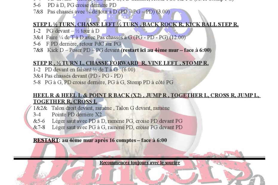 Fiche des pas de la danse country Dust