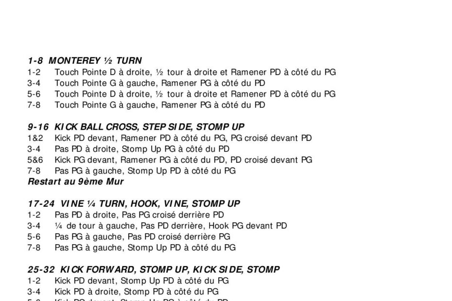 Fiche des pas de la danse Easy Way