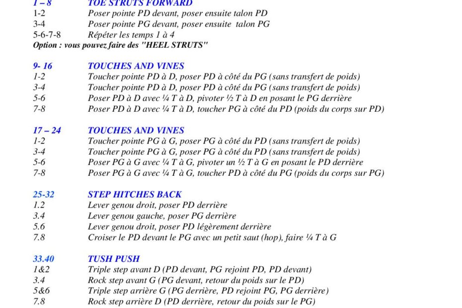 Fiche des pas de la danse Good Time