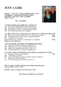 Fiche des pas de la danse Just A Girl