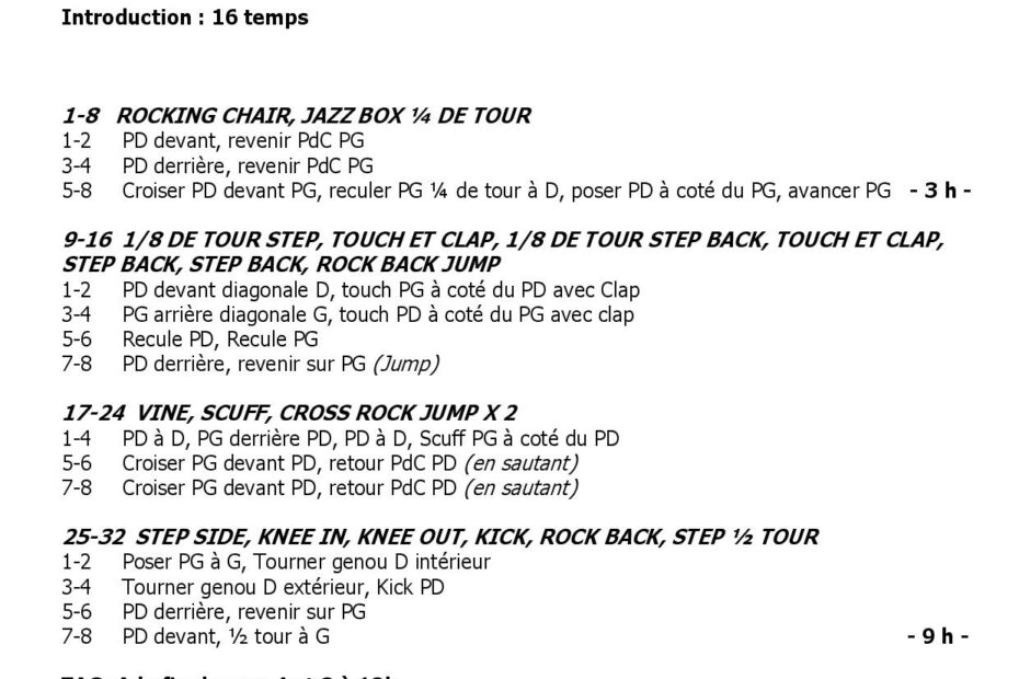 Fiche des pas de danse Locash