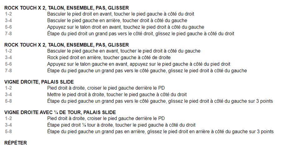 Fiche des pas de la danse Palais Slide