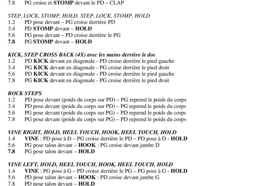 Fiche des pas de la danse Fais Dodo