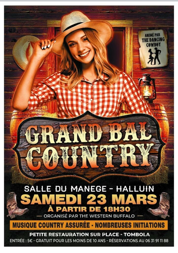 Affiche du bal de country du 23 mars 2024