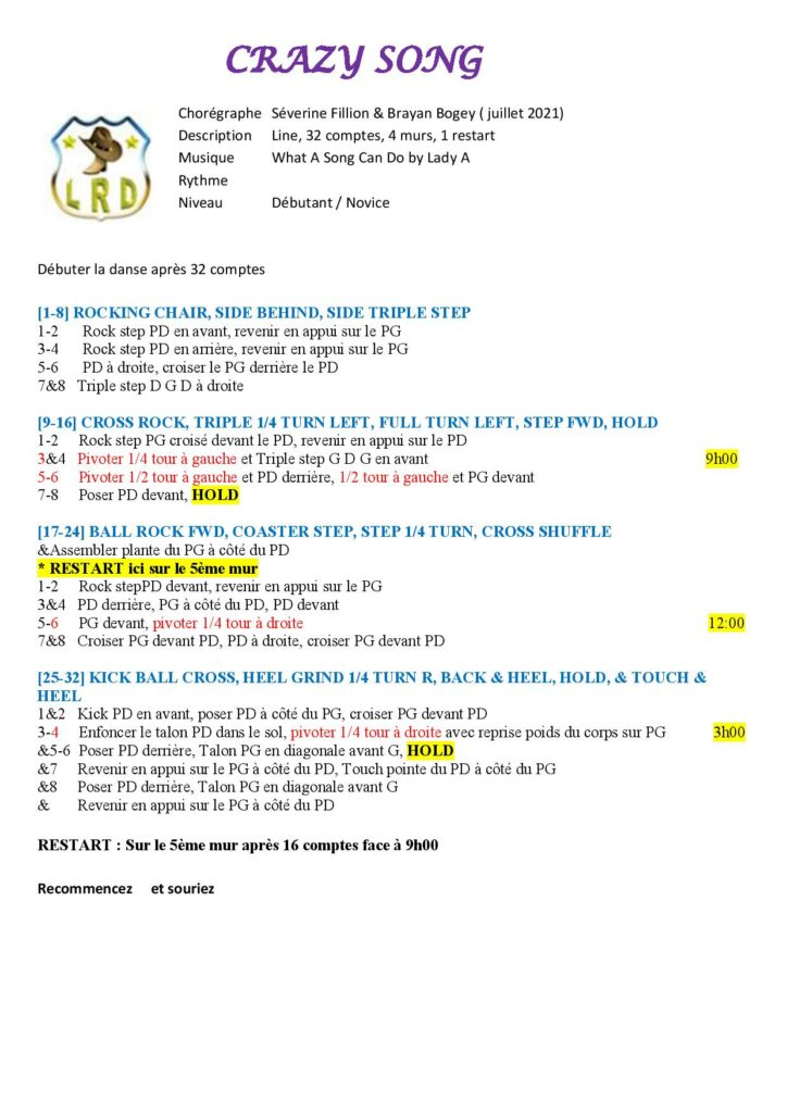 Linedance Stepsheet : Crazy Song