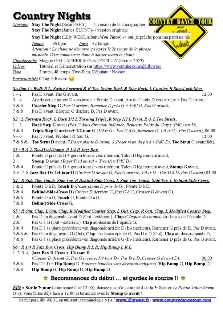 Linedance Stepsheet : Country Nights_LillyWest