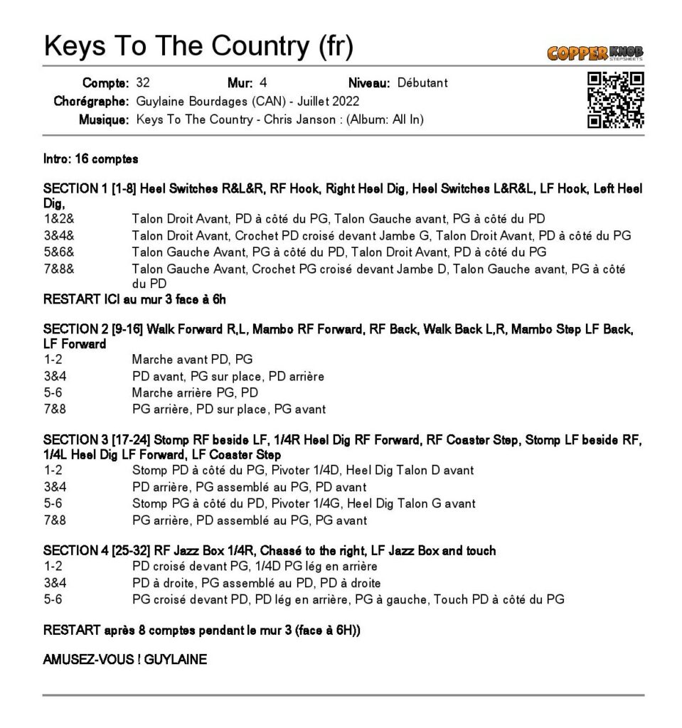 Fiche de la danse : Keys to the Country