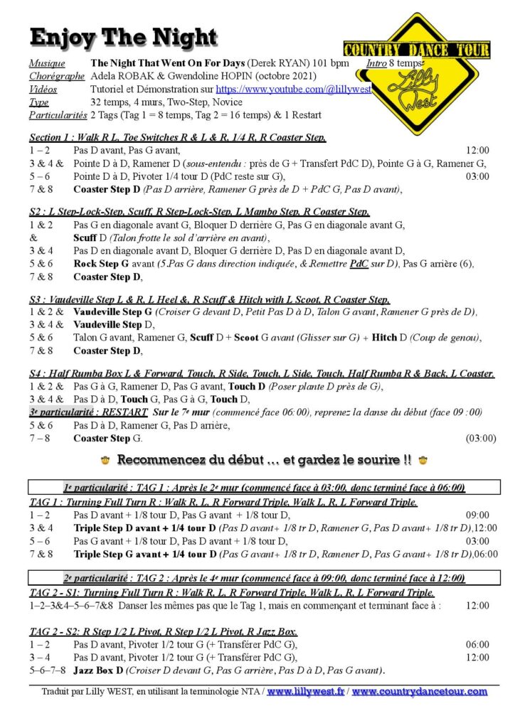 Linedance Stepsheet : Enjoy the Night