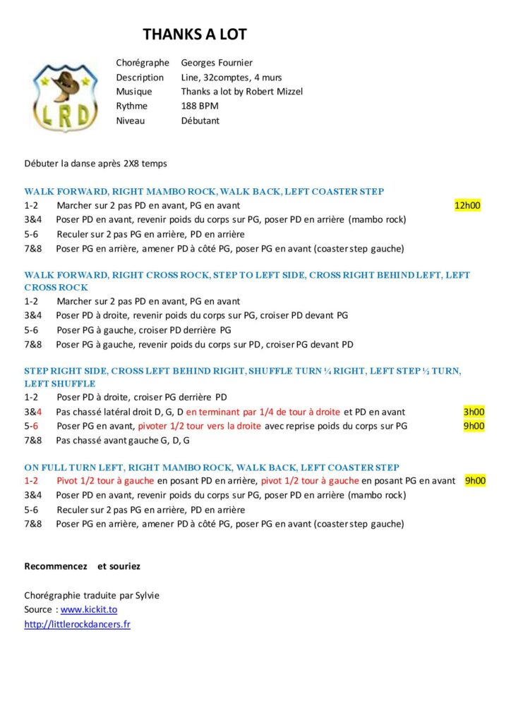 Linedance Stepsheet : Thanks a Lot