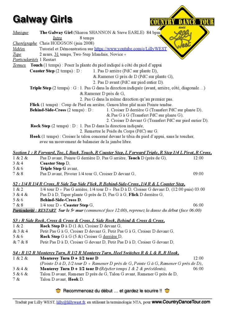 Linedance Stepsheet : Galway Girl