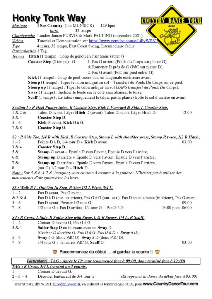 Linedance Stepsheet : Honky Tonk Way