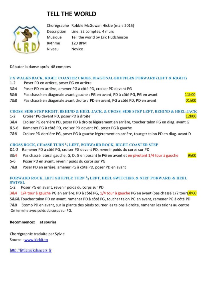 Linedance Stepsheet : Tell the World