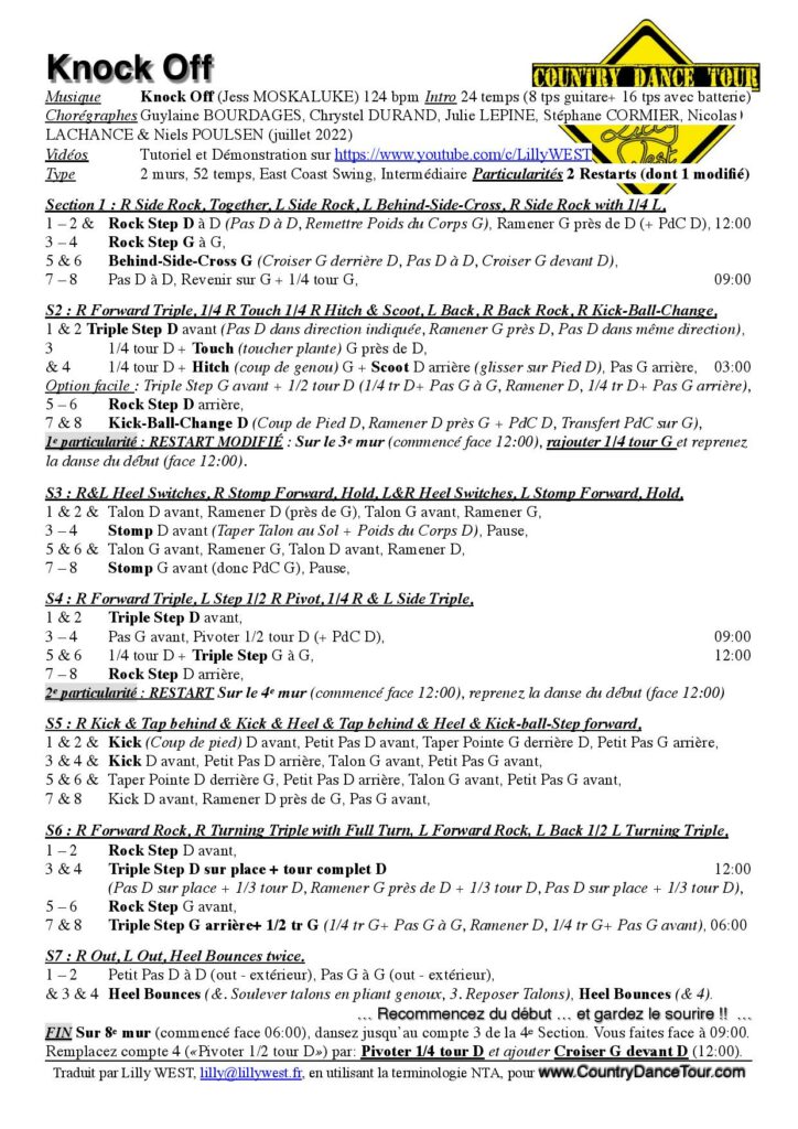 Linedance Stepsheet : Knock off
