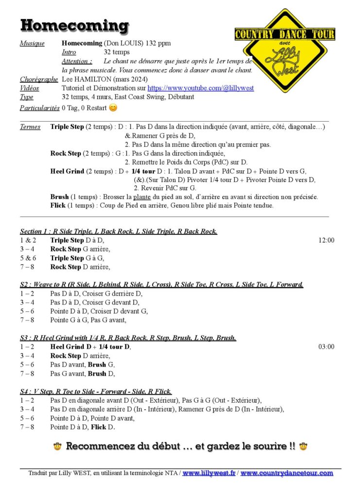 Linedance Stepsheet : Homecoming