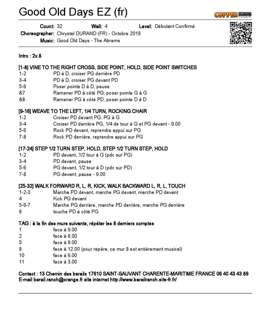 Linedance Stepsheet : Good Old Days