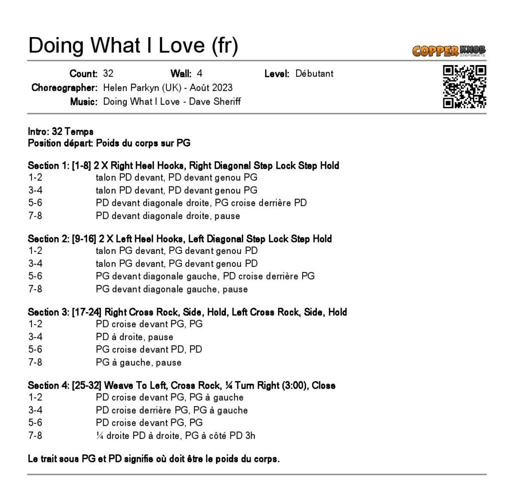 Linedance Stepsheet : Doing What I Love