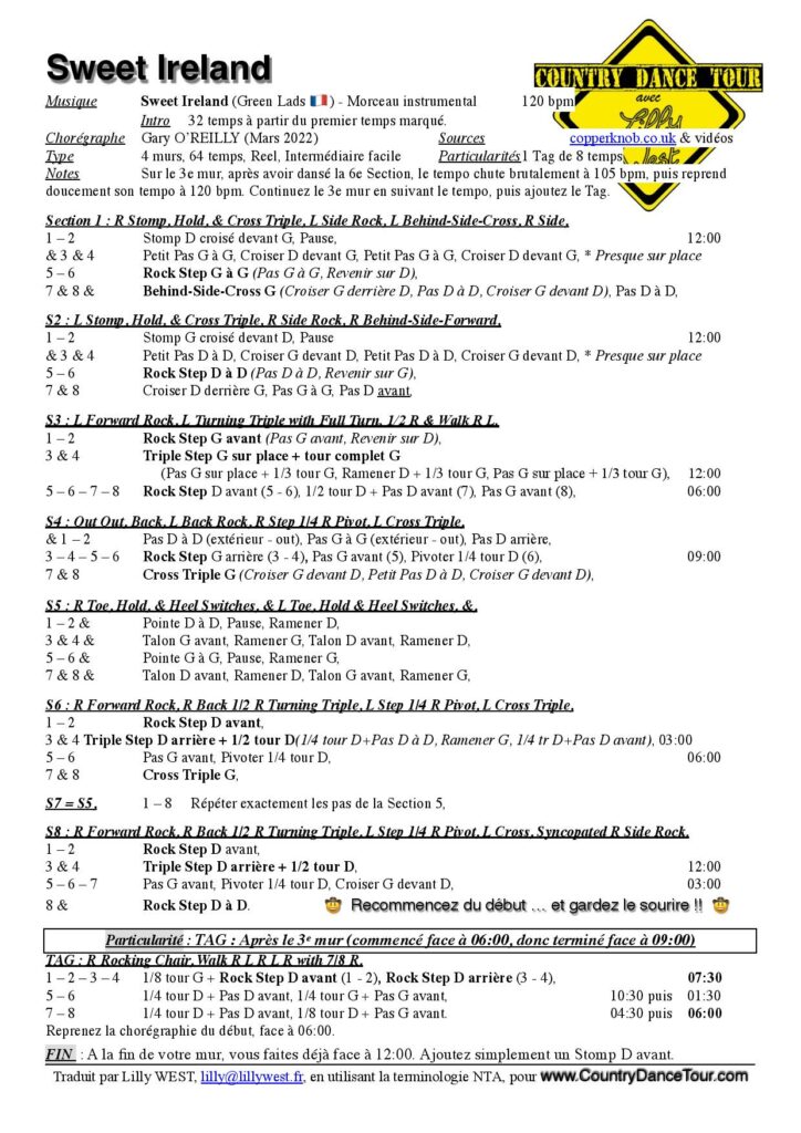 Linedance Stepsheet : Sweet Ireland