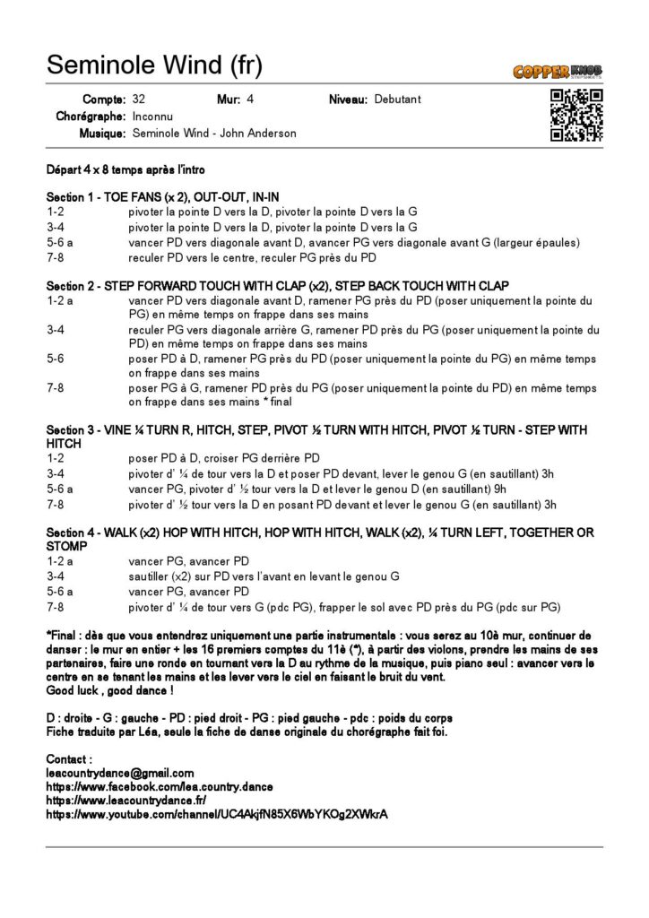Linedance Stepsheet : Seminole Wind
