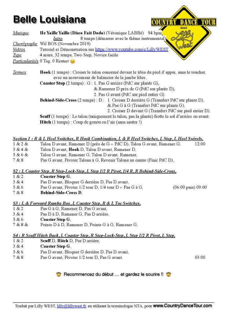 Linedance Stepsheet : Belle Louisiana