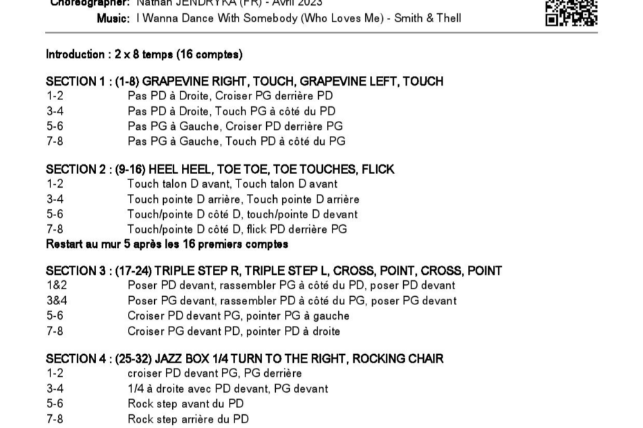Linedance Stepsheet : I Wanna Dance With Somebody