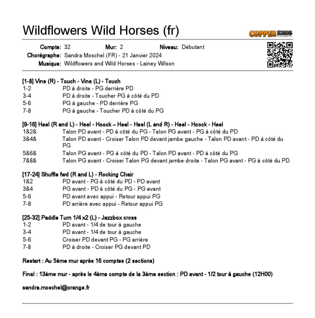 Linedance Stepsheet : Wild flowers wild horses