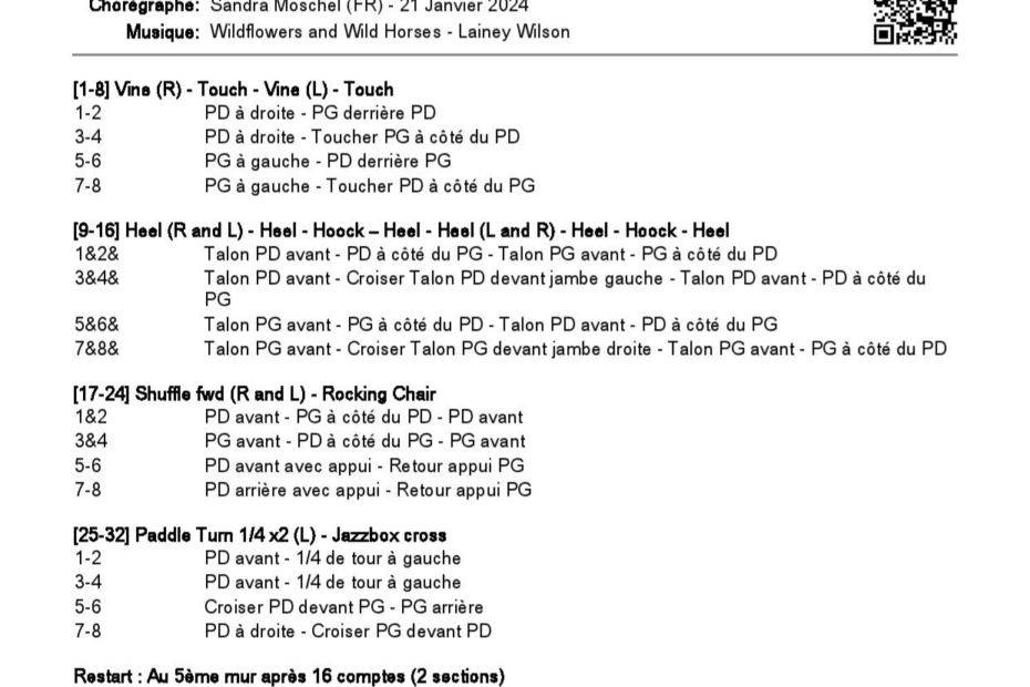 Linedance Stepsheet : Wild flowers wild horses