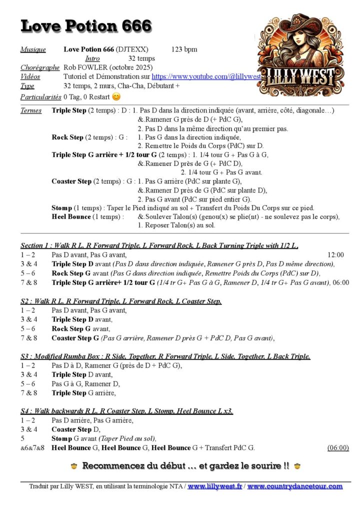 Linedance Stepsheet : Love Potion 666