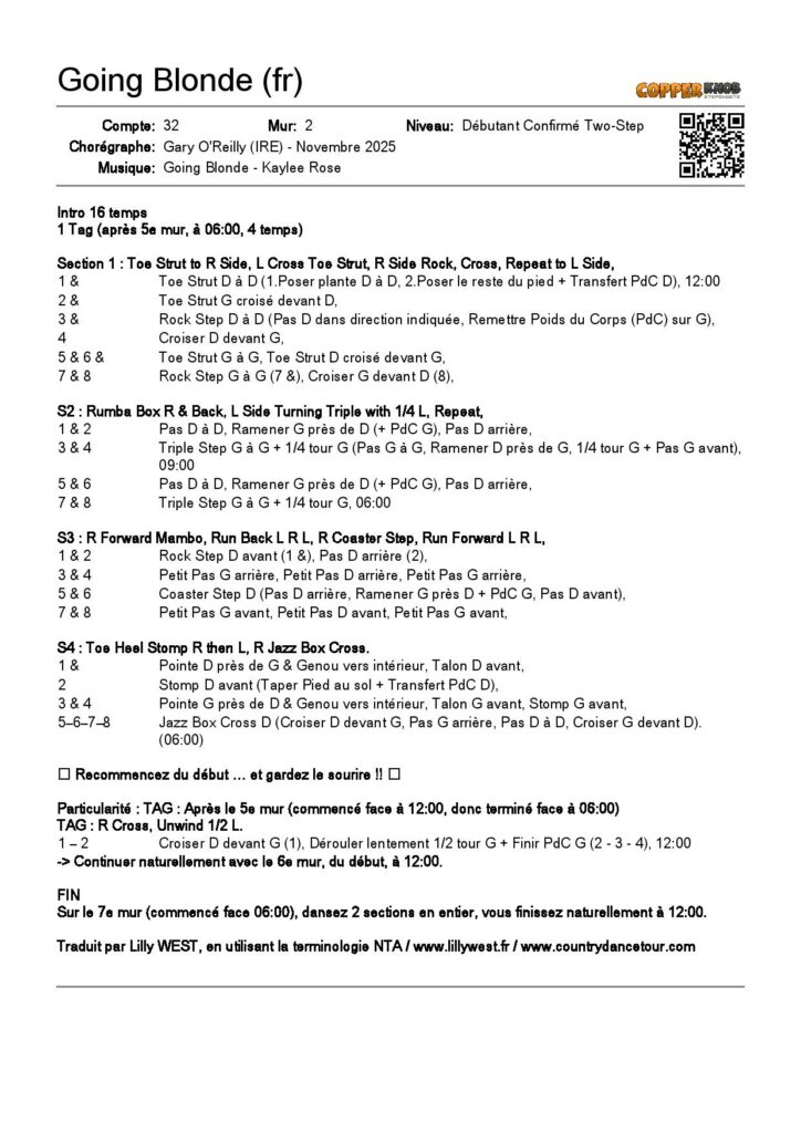 Linedance Stepsheet : Going Blonde